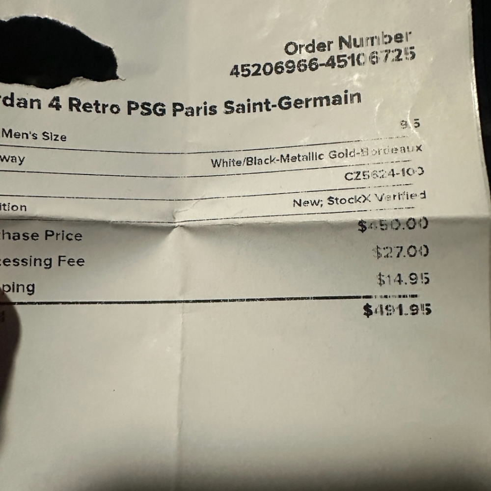 JORDAN 4 PSG DS SIZE 9.5 - Picture 9 of 9